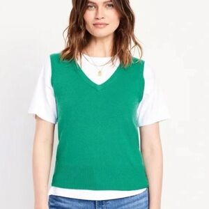 Old Navy Women's So Soft Green V Neck Layering Sweater Vest Size Small